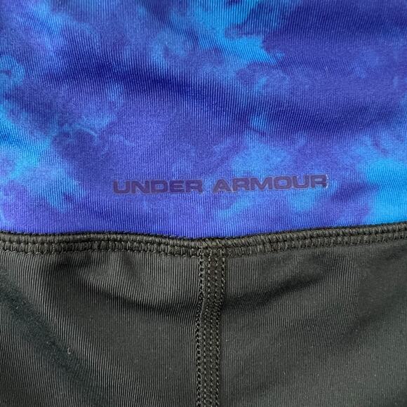 Under Armour Black Blue Fitted SONIC Woman's HeatGear Crops Size S Small - Picture 5 of 9